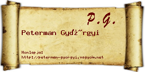 Peterman Györgyi névjegykártya