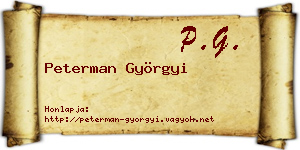 Peterman Györgyi névjegykártya